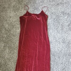 Cranberry Velvet Maxi Dress
